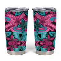 Plumeria Polynesian Pattern Tumbler Cup Unique Fantasy Pink Teal LT01 Pink - Polynesian Pride