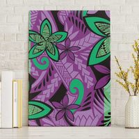Plumeria Polynesian Pattern Canvas Wall Art Unique Fantasy Purple Green