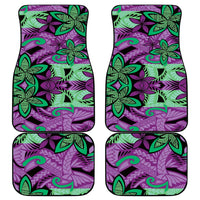 Plumeria Polynesian Pattern Car Mats Unique Fantasy Purple Green
