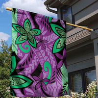 Plumeria Polynesian Pattern Garden Flag Unique Fantasy Purple Green