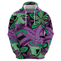 Plumeria Polynesian Pattern Hoodie Unique Fantasy Purple Green LT01 - Polynesian Pride