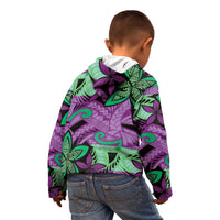 Plumeria Polynesian Pattern Kid Hoodie Unique Fantasy Purple Green