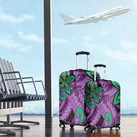 Plumeria Polynesian Pattern Luggage Cover Unique Fantasy Purple Green