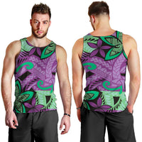 Plumeria Polynesian Pattern Men Tank Top Unique Fantasy Purple Green