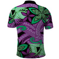 Plumeria Polynesian Pattern Polo Shirt Unique Fantasy Purple Green