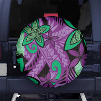 Plumeria Polynesian Pattern Spare Tire Cover Unique Fantasy Purple Green