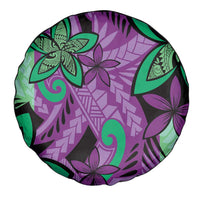 Plumeria Polynesian Pattern Spare Tire Cover Unique Fantasy Purple Green