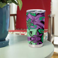 Plumeria Polynesian Pattern Tumbler Cup Unique Fantasy Purple Green LT01 - Polynesian Pride