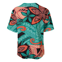 Plumeria Polynesian Pattern Baseball Jersey Unique Fantasy Teal Orange LT01 - Polynesian Pride