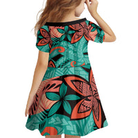 Plumeria Polynesian Pattern Family Matching Off Shoulder Maxi Dress and Hawaiian Shirt Unique Fantasy Teal Orange