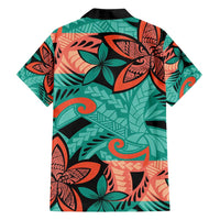 Plumeria Polynesian Pattern Family Matching Tank Maxi Dress and Hawaiian Shirt Unique Fantasy Teal Orange LT01 - Polynesian Pride