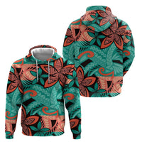 Plumeria Polynesian Pattern Hoodie Unique Fantasy Teal Orange LT01 - Polynesian Pride