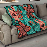 Plumeria Polynesian Pattern Quilt Unique Fantasy Teal Orange LT01 - Polynesian Pride