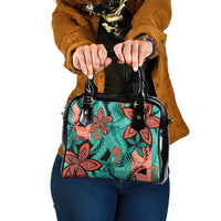 Plumeria Polynesian Pattern Shoulder Handbag Unique Fantasy Teal Orange LT01 One Size Teal - Polynesian Pride