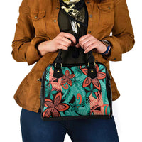 Plumeria Polynesian Pattern Shoulder Handbag Unique Fantasy Teal Orange LT01 - Polynesian Pride
