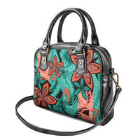 Plumeria Polynesian Pattern Shoulder Handbag Unique Fantasy Teal Orange LT01 - Polynesian Pride