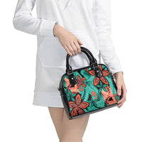 Plumeria Polynesian Pattern Shoulder Handbag Unique Fantasy Teal Orange LT01 - Polynesian Pride