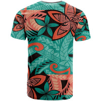Plumeria Polynesian Pattern T Shirt Unique Fantasy Teal Orange LT01 - Polynesian Pride