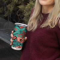 Plumeria Polynesian Pattern Tumbler Cup Unique Fantasy Teal Orange