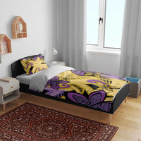 Plumeria Polynesian Pattern Bedding Set Unique Fantasy Yellow Purple