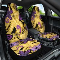 Plumeria Polynesian Pattern Car Seat Cover Unique Fantasy Yellow Purple