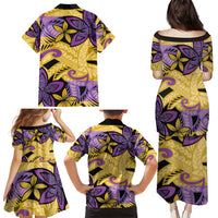 Plumeria Polynesian Pattern Family Matching Puletasi and Hawaiian Shirt Unique Fantasy Yellow Purple LT01 - Polynesian Pride