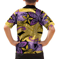 Plumeria Polynesian Pattern Family Matching Summer Maxi Dress and Hawaiian Shirt Unique Fantasy Yellow Purple