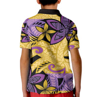 Plumeria Polynesian Pattern Kid Polo Shirt Unique Fantasy Yellow Purple LT01 - Polynesian Pride