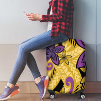 Plumeria Polynesian Pattern Luggage Cover Unique Fantasy Yellow Purple