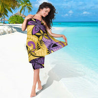 Plumeria Polynesian Pattern Sarong Unique Fantasy Yellow Purple LT01 - Polynesian Pride