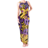 Plumeria Polynesian Pattern Tank Maxi Dress Unique Fantasy Yellow Purple LT01 Women Yellow - Polynesian Pride