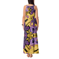 Plumeria Polynesian Pattern Tank Maxi Dress Unique Fantasy Yellow Purple LT01 - Polynesian Pride