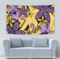 Plumeria Polynesian Pattern Tapestry Unique Fantasy Yellow Purple