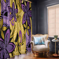 Plumeria Polynesian Pattern Window Curtain Unique Fantasy Yellow Purple