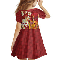 Hawaii King Kamehameha Family Matching Short Sleeve Bodycon Dress and Hawaiian Shirt Plumeria Lauhala Pattern