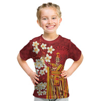 Hawaii King Kamehameha Kid T Shirt Plumeria Lauhala Pattern