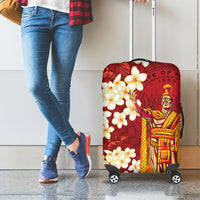 Hawaii King Kamehameha Luggage Cover Plumeria Lauhala Pattern