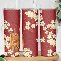 Hawaii King Kamehameha Skinny Tumbler Plumeria Lauhala Pattern