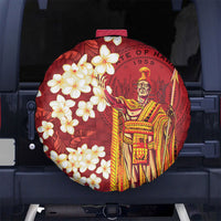 Hawaii King Kamehameha Spare Tire Cover Plumeria Lauhala Pattern