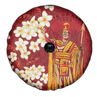 Hawaii King Kamehameha Spare Tire Cover Plumeria Lauhala Pattern