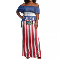 Personalized Liberia 1847 Off Shoulder Maxi Dress Happy Independence Day