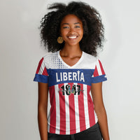 Personalized Liberia 1847 Women V-Neck T-Shirt Happy Independence Day