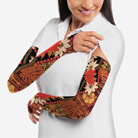 Hawaii Christmas Poinsettia Lei Arm Sleeves Tapa Pattern - Polynesian Pride