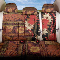 Hawaii Christmas Poinsettia Lei Back Car Seat Cover Tapa Pattern - Polynesian Pride