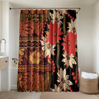 Hawaii Christmas Poinsettia Lei Bathroom Set Tapa Pattern - Polynesian Pride