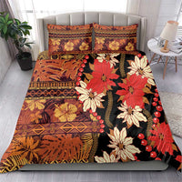 Hawaii Christmas Poinsettia Lei Bedding Set Tapa Pattern - Polynesian Pride