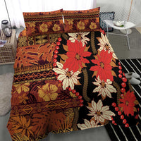Hawaii Christmas Poinsettia Lei Bedding Set Tapa Pattern - Polynesian Pride