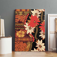 Hawaii Christmas Poinsettia Lei Canvas Wall Art Tapa Pattern - Polynesian Pride
