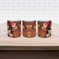 Hawaii Christmas Poinsettia Lei Ceramic Mug Tapa Pattern - Polynesian Pride