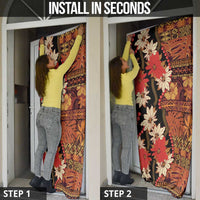 Hawaii Christmas Poinsettia Lei Door Cover Tapa Pattern - Polynesian Pride